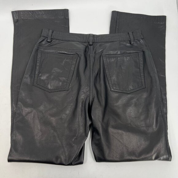 Ann Taylor Black Mid-Rise Leather Bootcut Pants | Size 6 - Picture 2 of 10